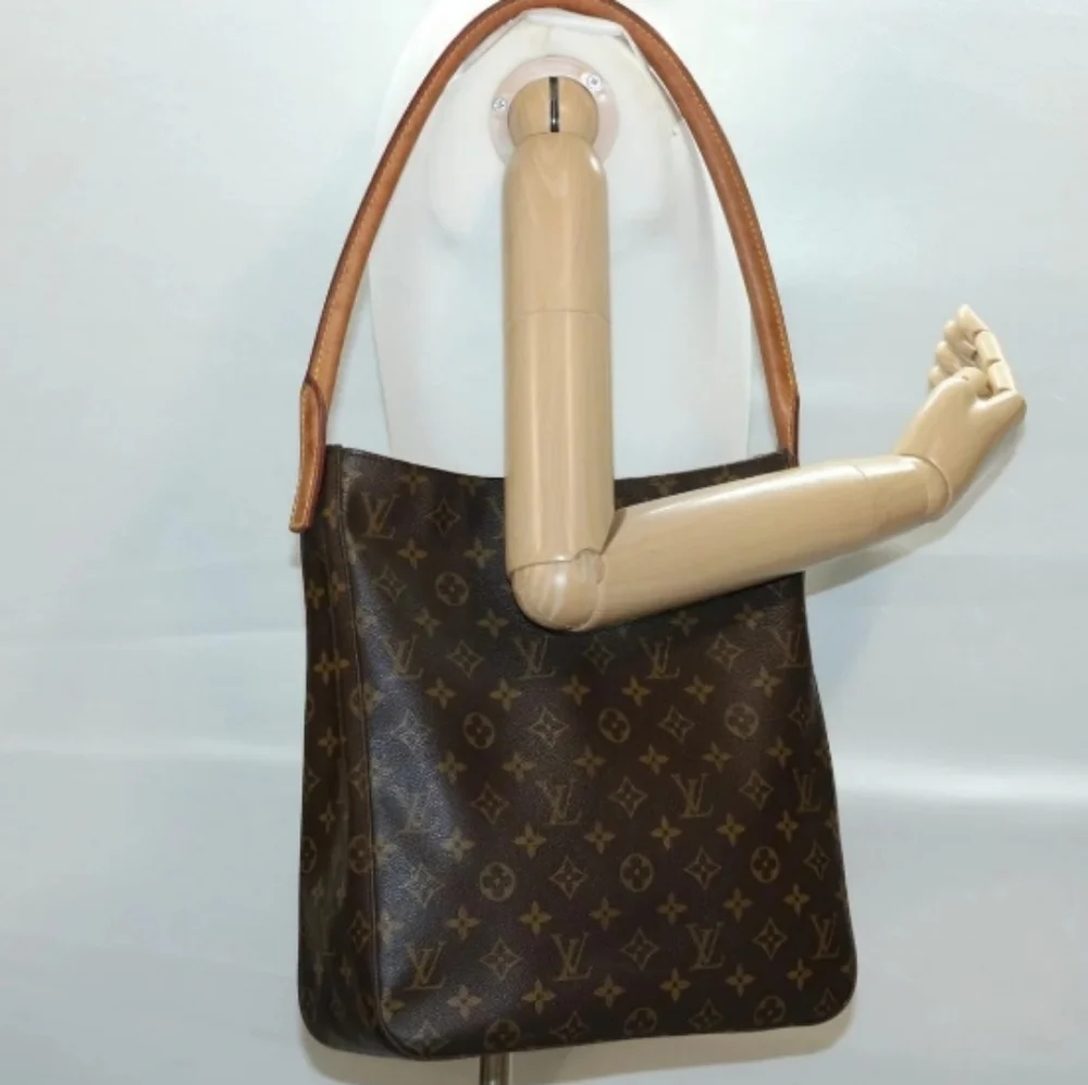 Louis Vuitton Brown Monogram Shoulder Bag with Tan Strap